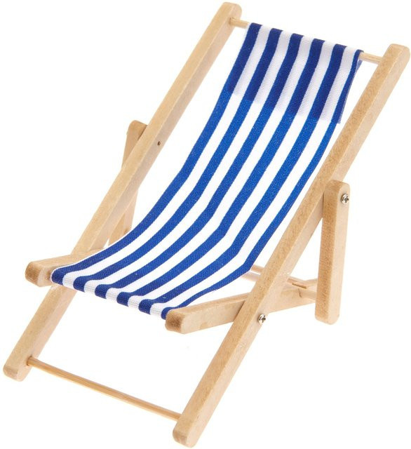 Rico Design Miniatur Strandliege gestreift Blau-Weiß - Bild 1