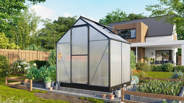 Vitavia Gewächshaus Eos in Schwarz mit Polycarbonat-Platten und Schwingtür, B/H/T: 197,7 x 155,0 x 194,8 cm - Bild 1