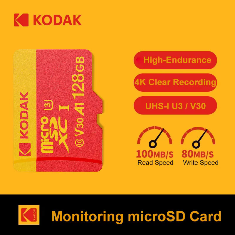Kodak Micro SD Speicherkarte für Überwachungskameras, U3 V30, 100 MB/s, Multicolor - Bild 2