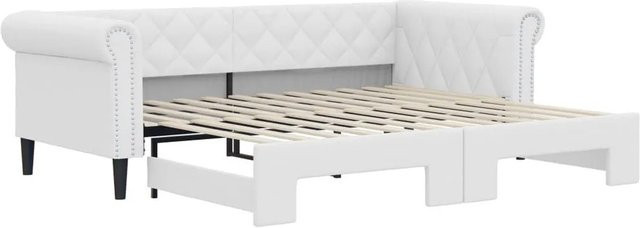 vidaXL Tagesbett ausziehbar in Weiß mit Kunstleder und Schaumstoff, B/T/H: 80–90 x 190/200 cm - Bild 1