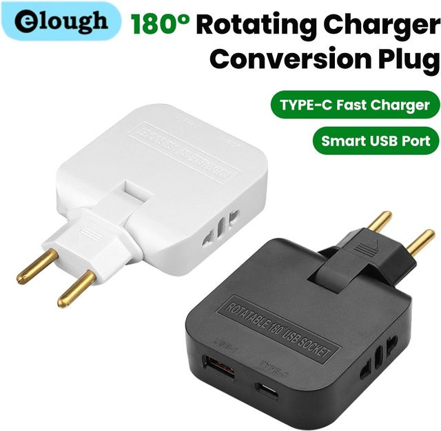 elough 3-in-1 Reise-Adapter White mit EU/US-Steckdose und faltbarem Design für USA zu EU Konvertierung - Bild 1