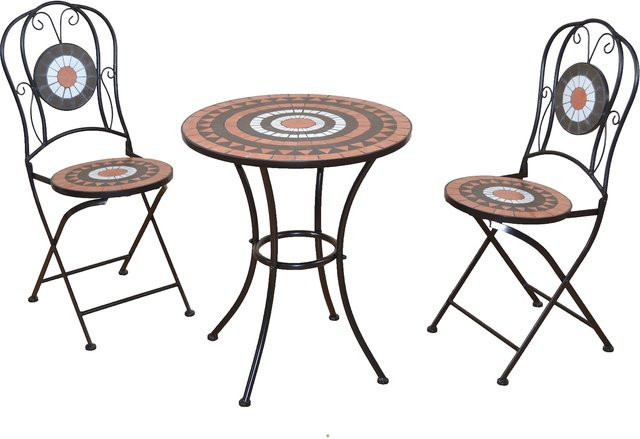 3tlg. Sitzgruppe Fanny von Möbel Direkt Online in Schwarz mit Mosaik-Design aus pulverbeschichtetem Metall - Bild 1