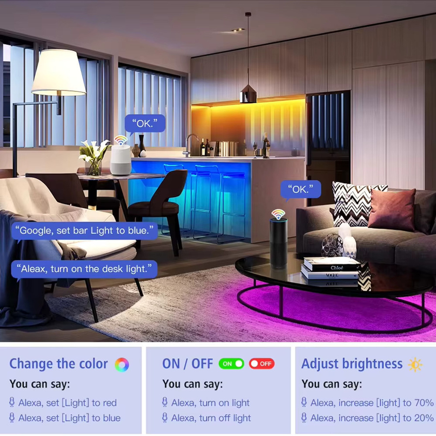 YSRSAI Zigbee 3.0 RGB COB LED-Streifen mit 840 LEDs/m, 24V flexibles LED-Lichtband für Tuya App, Alexa und Google Assistant, Multicolor - Bild 2