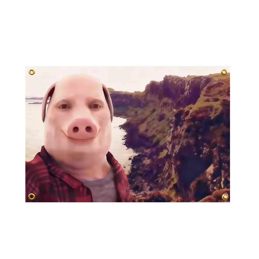 John Pork Smiling Wandbehang aus Polyester, Mehrfarbig, B: 90 cm, H: 60 cm - Bild 2