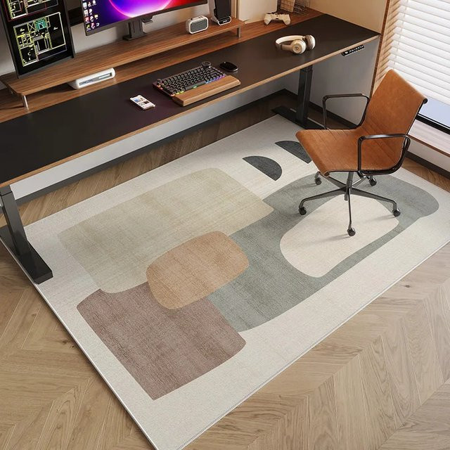 VIKAMA Morandi Farbblock-Teppich im Wabi-Sabi-Stil, minimalistisches Design, rutschfest und rechteckig, ideal für dein Wohnzimmer oder Gaming-Zimmer - Bild 1