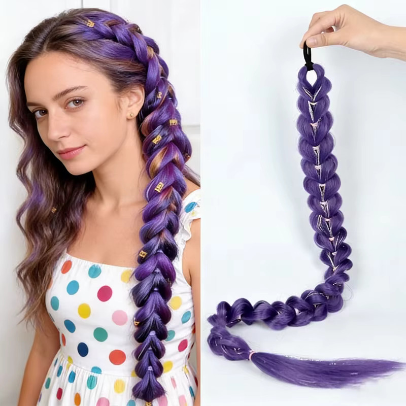 LUPU Perücke, lila, geflochten, synthetisch, Damen - Bild 5