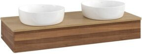 V&B Antao Waschtischunterschrank mit integrierter Beleuchtung, Wandmontage, Farbe Eiche Honig Braun, B/T/H: 120 x 50 x 19 cm - Bild 1
