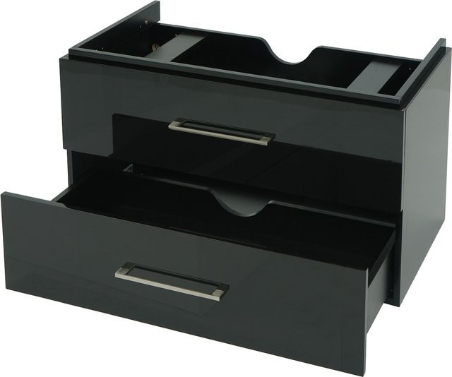 Waschbeckenunterschrank MCW-D16 Badmöbel in Schwarz Hochglanz, Breite: 90 cm - Bild 1