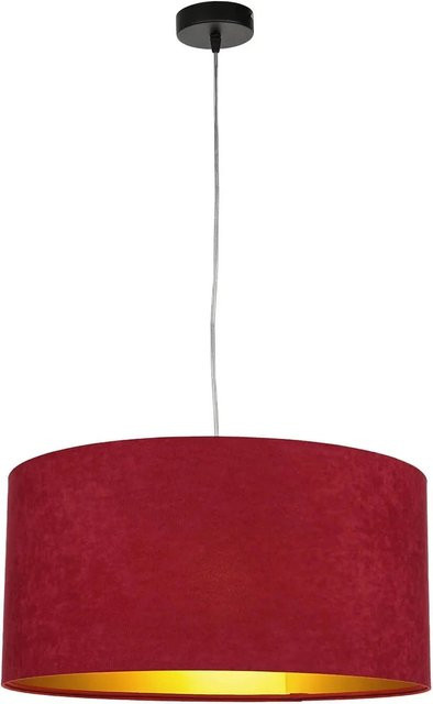 Licht-Erlebnisse Hängeleuchte Aimee in Bordeaux Rot und Gold mit Stoff Velours Optik, E27, Durchmesser: 50 cm - Bild 1