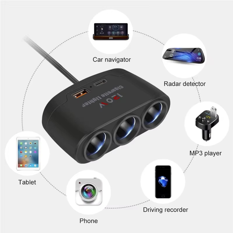 Kebidumei 120W Dual-USB-Auto-Ladegerät mit PD und QC3.0, USB-C Schnellladegerät für 12V und 24V, Schwarz - Bild 3