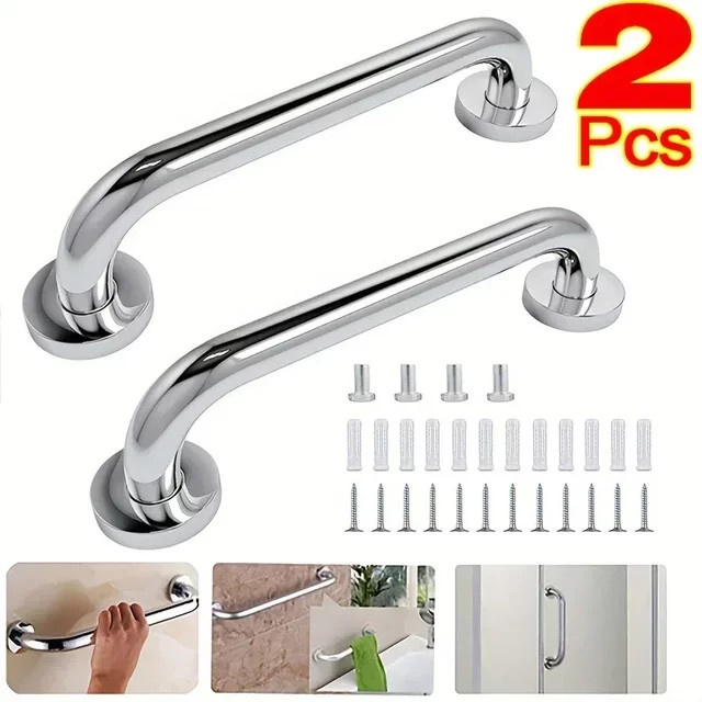 Edelstahl-Handlauf für das Badezimmer, silber, Wandmontage, gerade, Durchmesser: 3,0 cm - Bild 1