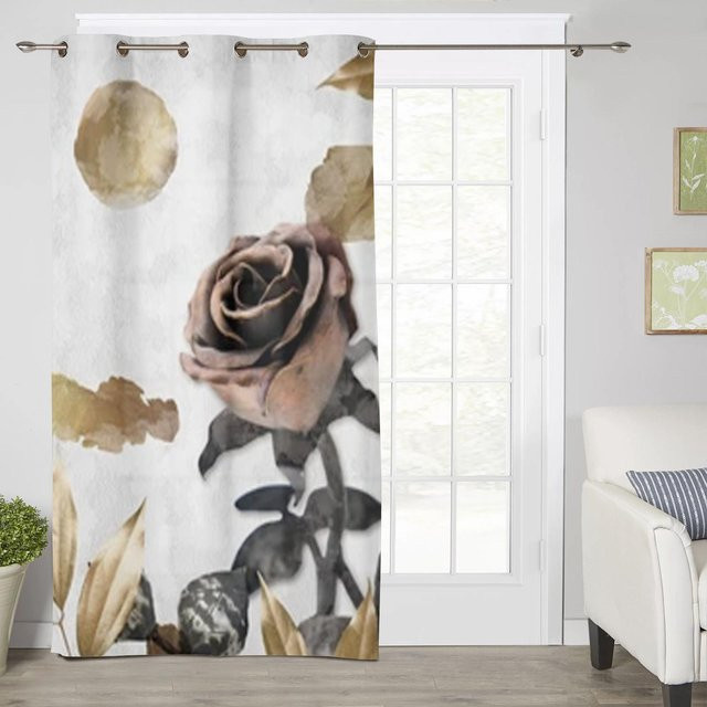 Super Six Buntglasfenster Vorhänge im Vintage-Stil mit floralem Muster, Dunkelrosa und Weiß, B/H: 135 x 60 cm - Bild 1