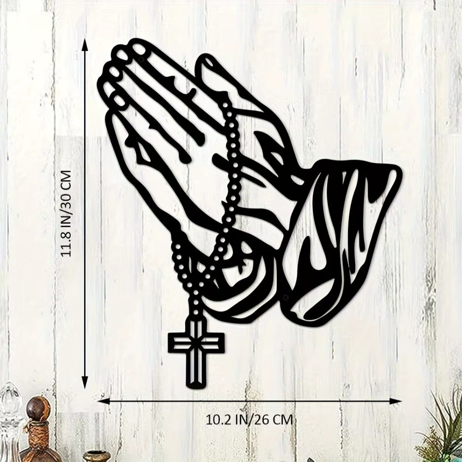 CIFbuy Gebetskreuz Metallwandkunst in Schwarz als christliches Ornament für Wohnzimmer, Schlafzimmer oder Büro - Bild 2