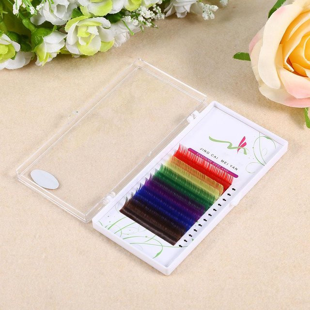 DIYelecs Falsche Wimpern Set, 12 Reihen, 6 Farben, Weiß, Damen - Bild 1