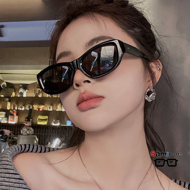 Samjune Sonnenbrille Cat-Eye, Vollrand, Kunststoff, schwarz, Damen - Bild 1