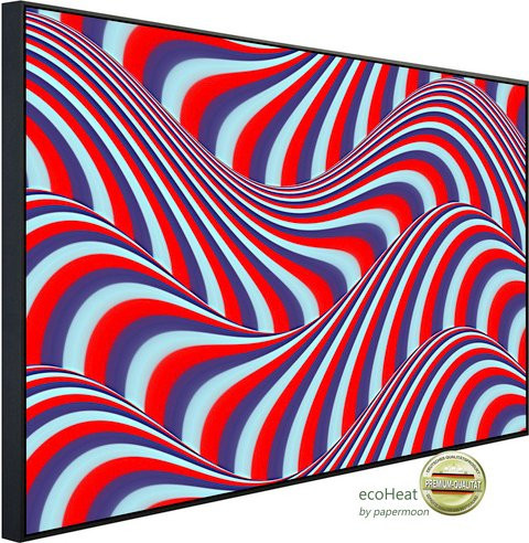 papermoon EcoHeat Infrarotheizung Op Art Fliessende Streifen in Bunt mit Matt-Effekt, App-Steuerung und Überhitzungsschutz, B/H/T: 60 x 50 x 50 cm - Bild 1
