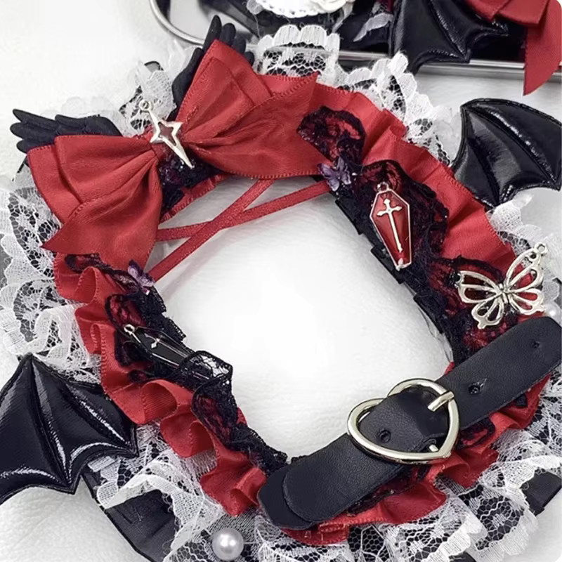 Tani Mi DIY Handwerk Material Kit für Itabag Dekoration in Schwarz und Rot mit Spitze für Taschen, Abzeichen und Kartenhalter - Bild 6