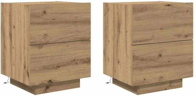 Set aus 2 vidaXL Nachttischen mit Schubladen in Eiche und modernem Design - Bild 1