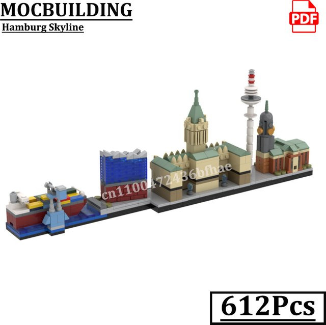MOCBUILDING Hamburg Skyline Modell Stadtgebäude, Konstruktionsspielzeug - Bild 1