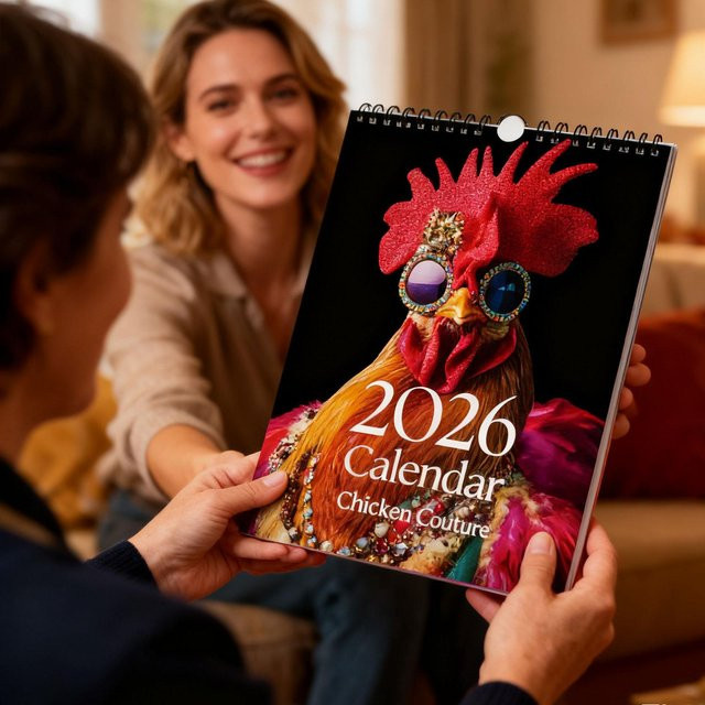 Wandkalender 2026 mit Henne-Motiven in Mehrfarbig - Bild 1