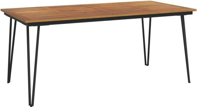 vidaXL Gartentisch aus Akazien-Massivholz in Braun mit Haarnadel-Beinen im industriellen Look B/T/H: 180 x 90 x 75 cm - Bild 1