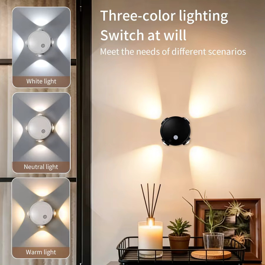 GGBEE RGB Katzenauge Magnetische Wandlampe mit Bewegungssensor und Touch-Funktion, Wiederaufladbare Nachtbeleuchtung in Multicolour für Küche und Schlafzimmer - Bild 2