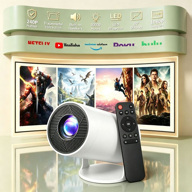 MAOHUTER 4K Heimkino Projektor mit WLAN, Bluetooth und Android in Weiß - Bild 1