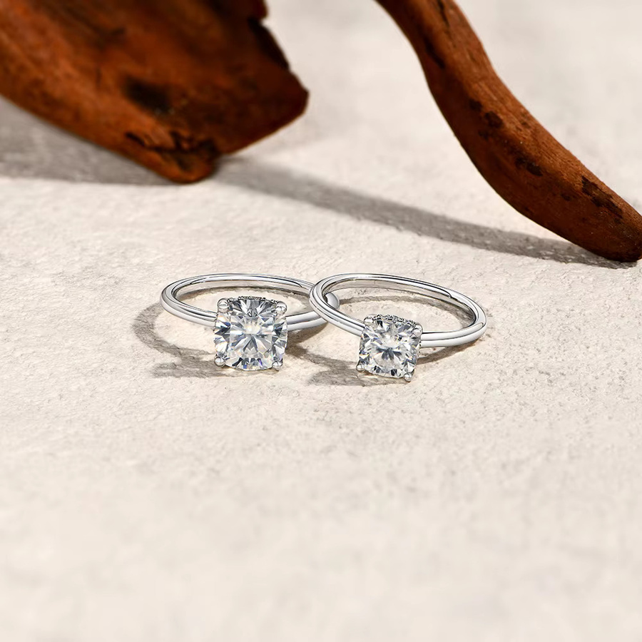 ATTAGEMS Ring Moissanit, 925 Silber, 18 Karat vergoldet, Damen - Bild 2
