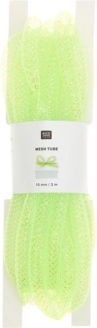 Rico Design Bastelband Netzschlauch aus Polyester in Neon-Gelb Irisierend - Bild 1