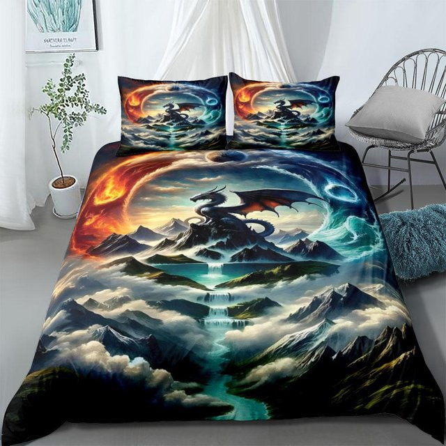 Bettbezug-Set mit Aufschrift Dangerous Dragon von JMG Household Supplies, Mehrfarbig, Material Mikrofaser Polyester, B/H: 140 x 200 cm - Bild 1