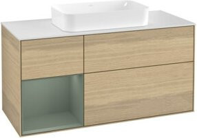 V&B Waschtischunterschrank Finion in Lackoptik mit linkem Regal, Breite: 120 cm, Tiefe: 50,1 cm, Höhe: 50,1 cm - Bild 1