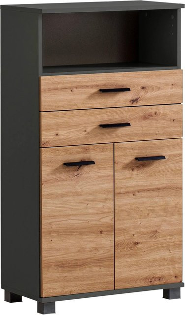 Schildmeyer Highboard Palermo in Anthrazit mit Türen und Schubladen, B/H/T: 59,8 x 110,5 x 32,6 cm - Bild 1