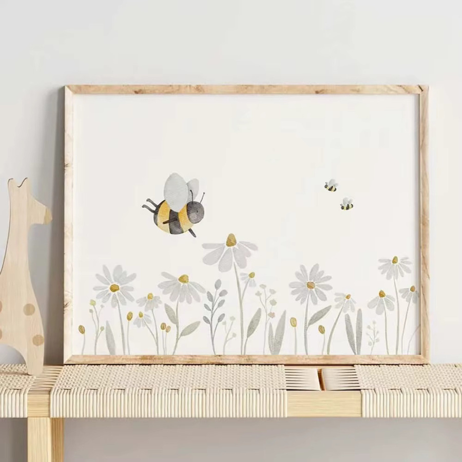 HALFLEMART Boho Cartoon Bauernhof Leinwandbilder mit Kaninchen, Fuchs, Bär und Maus für die Dekoration deines Baby- und Kinderzimmers, Mehrfarbig - Bild 1