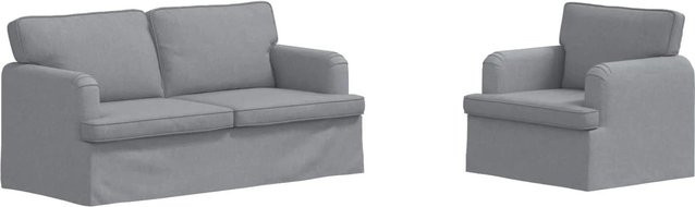 vidaXL Ecksofa 2-teilig Hellgrau mit Stoffbezug und Metallrahmen B/T/H: 162 x 80 x 85 cm - Bild 1