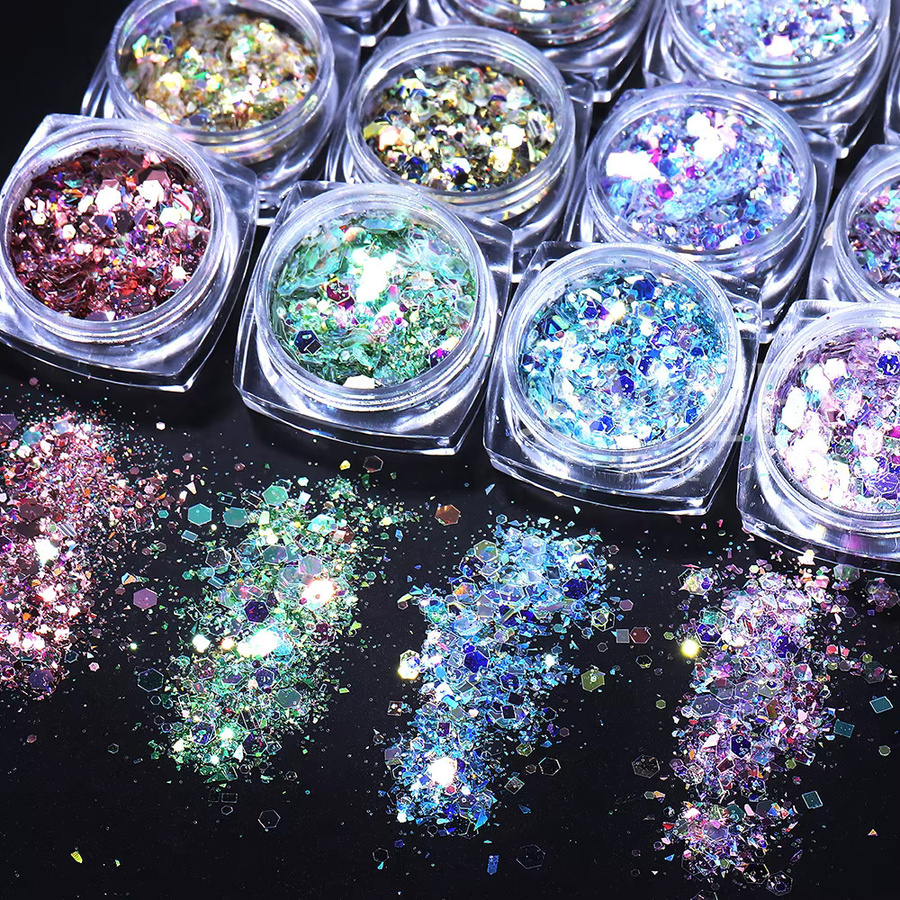 SWEET TREND Nagel-Glitzerflocken, 12 Farben, holografisch, glänzend - Bild 4