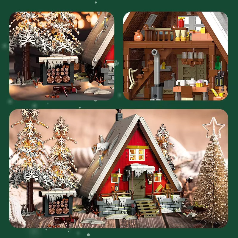 SixBricks Weihnachts Bausteine Set mit Beleuchtung – Santa Claus Kabine, Rentier, Schneemann und Baum in Mehrfarbig - Bild 2