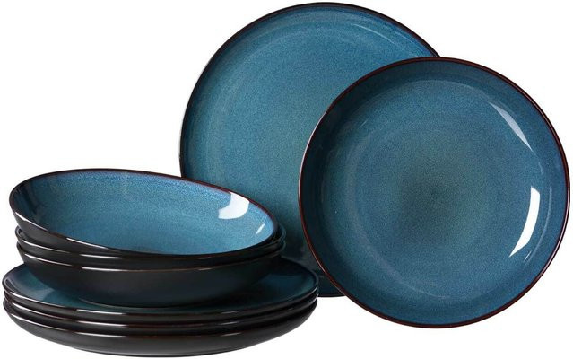 Ritzenhoff & Breker Tafelservice Bali 8-teiliges Set aus Keramik in Blau und Schwarz - Bild 1