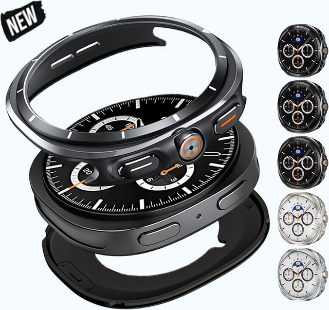 CAOWTAN Schutzhülle für Samsung Galaxy Watch 8, Metall, Black White - Bild 1