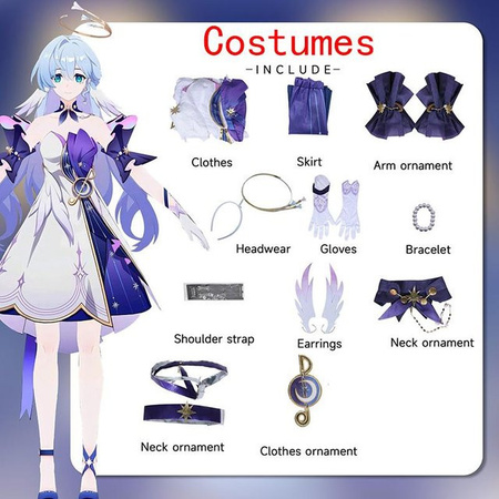 Ysir Honkai Impact Robin Cos Kostüme Anime weiblich blau komplettes Set