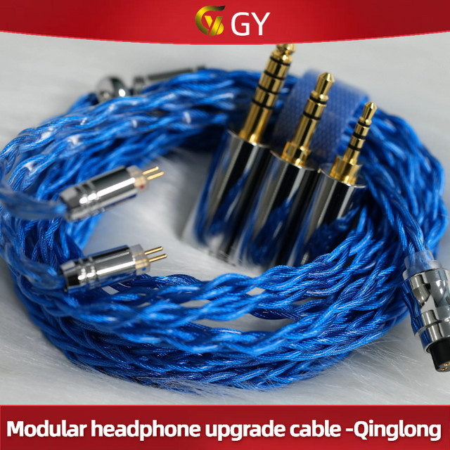 GY HiFi HiFi-318 Modulares Upgrade-IEM-Kabel mit abnehmbarem 3-in-1-Stecker MMCX/IE900 in Blau - Bild 1