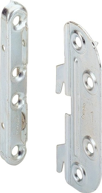 Hettich Bettbeschlag zum Verbinden von Seiten- und Kopfteilen in Silber galvanisiert - Bild 1