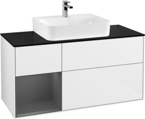 V&B Waschtischunterschrank Finion mit Wandbeleuchtung, Weiß lackiert, Breite: 120 cm, Tiefe: 50,1 cm, Höhe: 50,1 cm - Bild 1