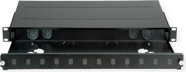 ROLINE LWL-Gehäuse leer, 1 HE, 12x SC-Simplex oder LC-Duplex, schwarz, 19 Zoll, Breite: 48,30 cm - Bild 1