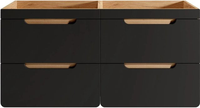 Waschbeckenunterschrank Aruba von Vente-unique in Anthrazitgrau und Naturfarben Hell, Breite: 120 cm - Bild 1