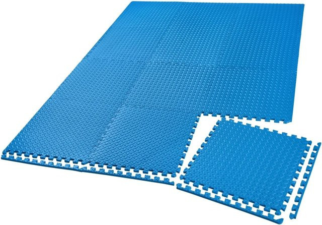 tectake Schutzmattenset 12-teilig mit 24 Randstücken in Blau - Bild 1