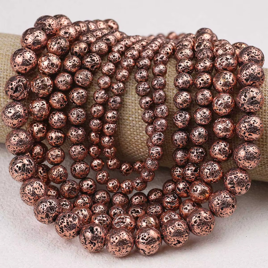 JHNBY Perlen, Rot Bronze Kupfer Vulkan Lava Hämatit Naturstein, Unisex - Bild 5