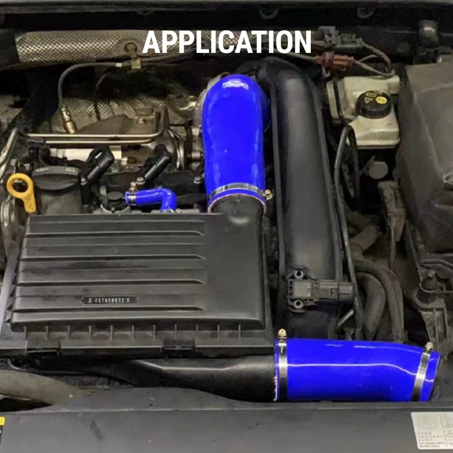 PIKBUK Silikon-Luftansaugschlauch Komplettset für VW Golf GTI MK7 EA211 1.2 1.4 Motor Passat Jetta Audi A3 Seat Leon Skoda in Schwarz und Blau - Bild 1