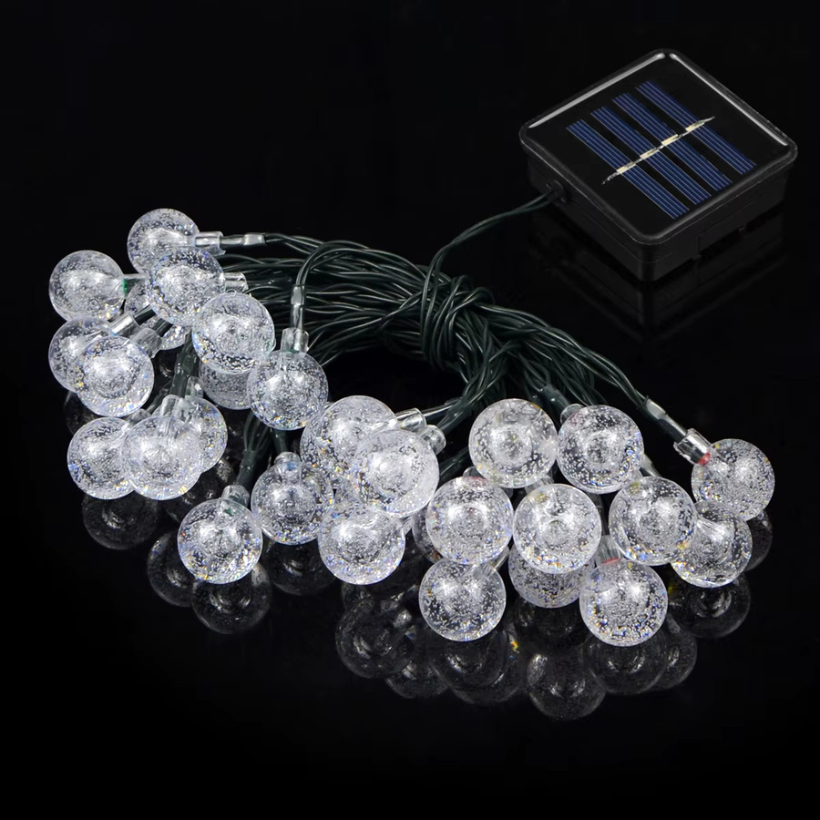 CHNAITEKE Solar LED Kristallkugel Lichterkette in Transparent mit Warmweißem Licht für Garten und Terrasse - Bild 3