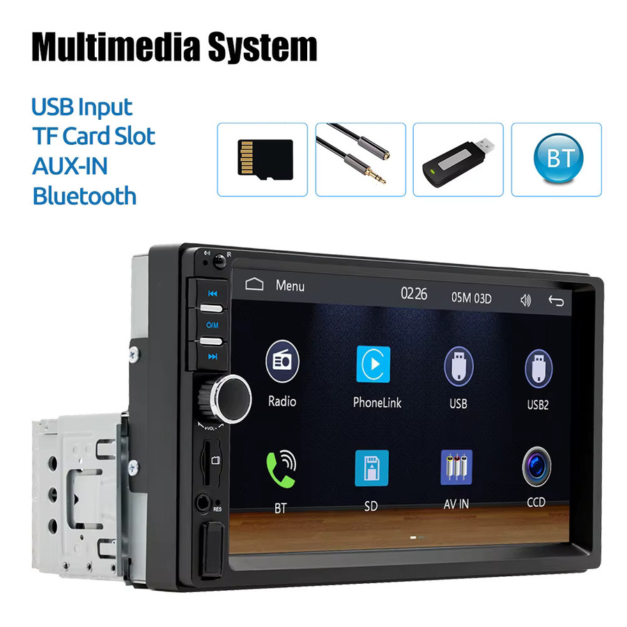 ESSGOO 1 DIN 7-Zoll HD-Touchscreen Autoradio mit Apple Carplay, Android Auto, Bluetooth und USB in Schwarz - Bild 2