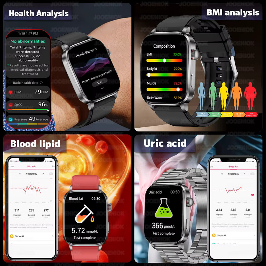ChiBear Smartwatch mit Lasertherapie und EKG-Überwachung für Männer und Frauen, Bluetooth-Anruf, Schwarz oder Rot - Bild 3